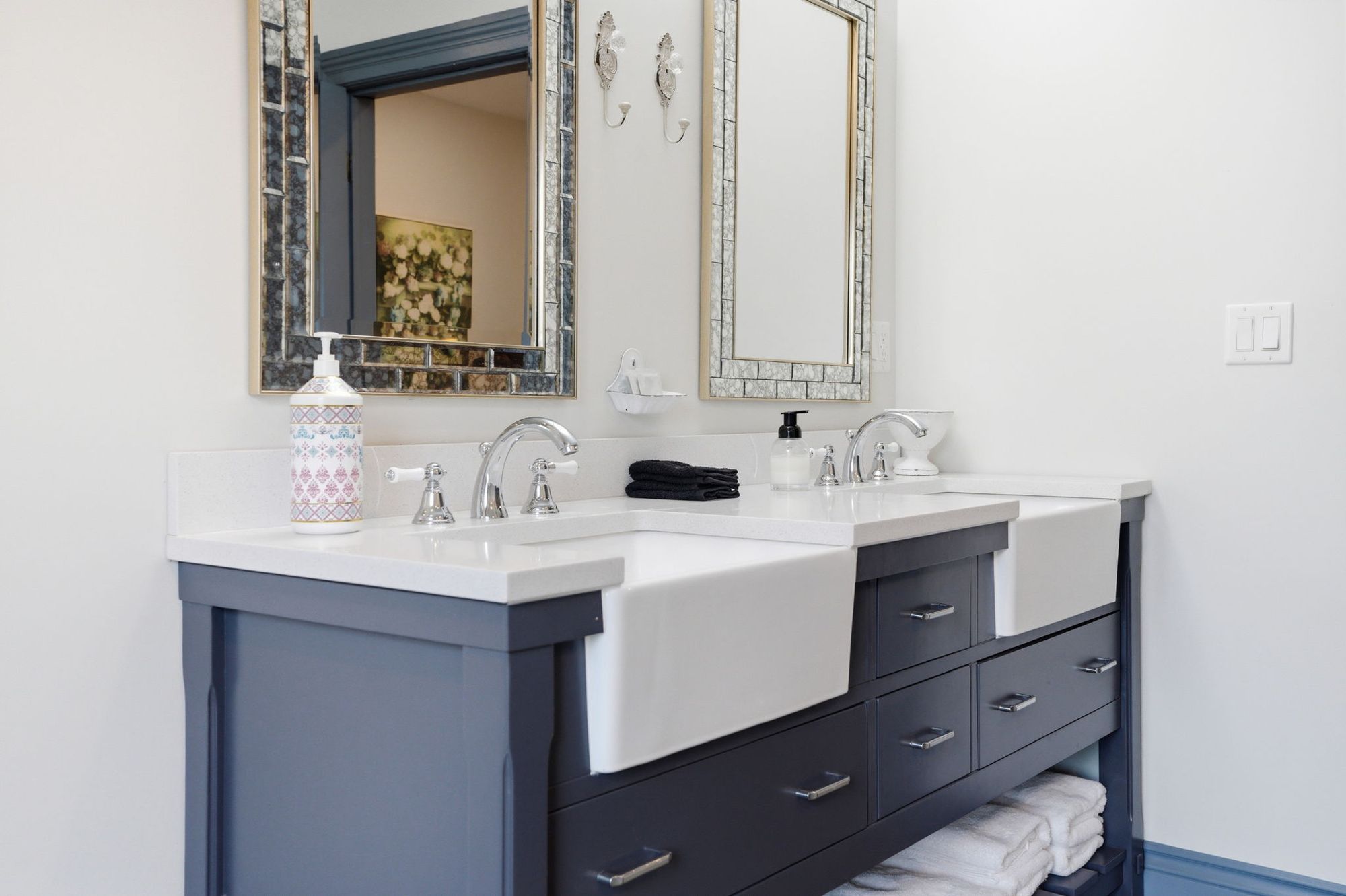 A double vanity in one of the bathrooms