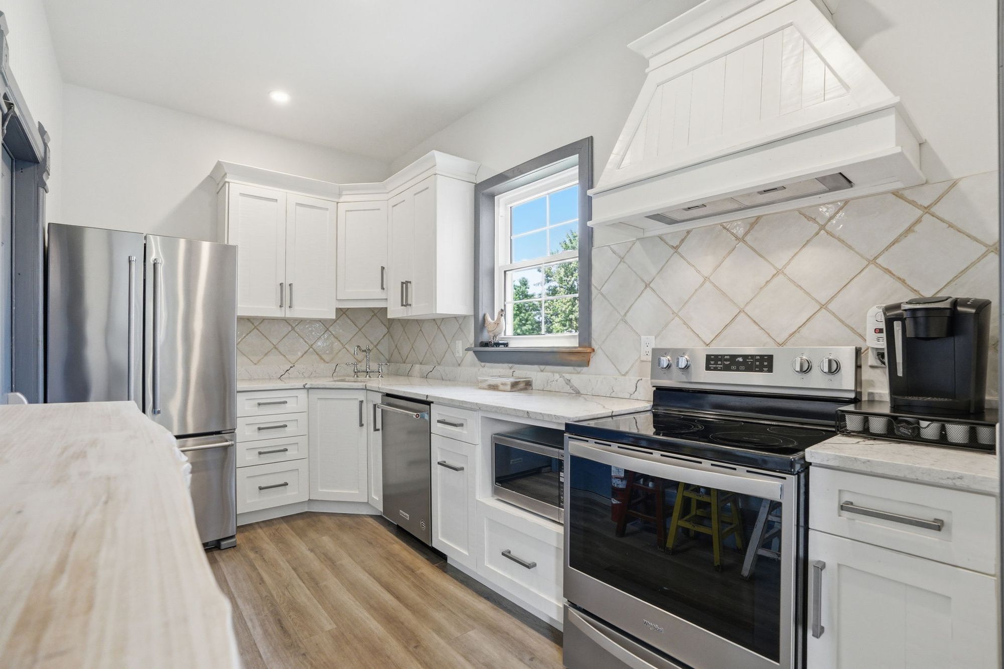 The renovated kitchen in the guest house