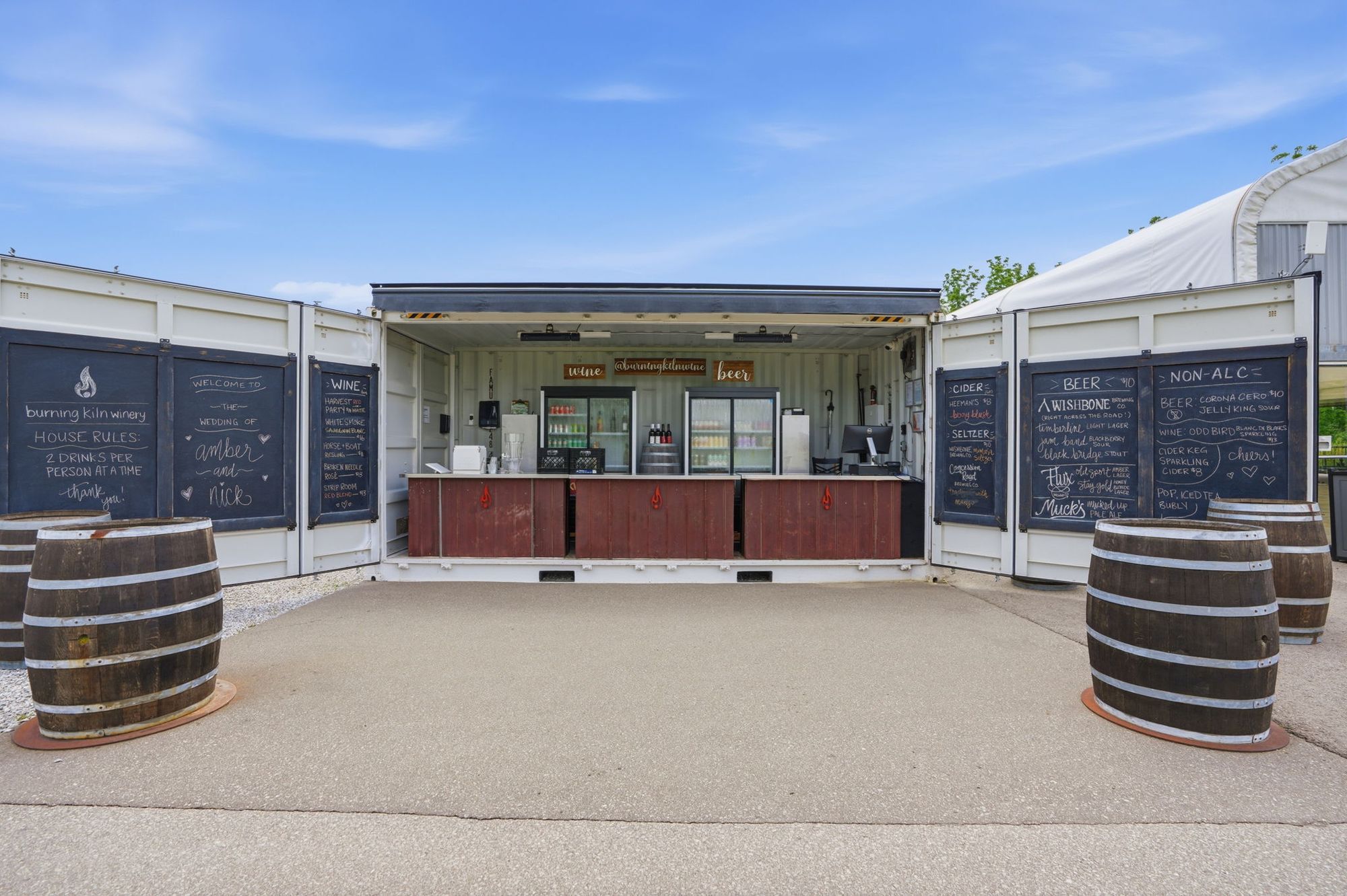 The outdoor bar beside the event space