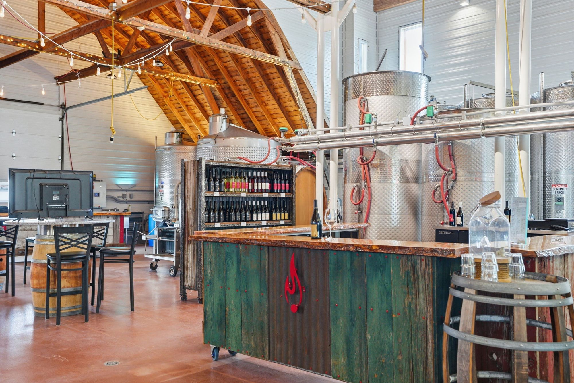 The tasting bar among the tanks